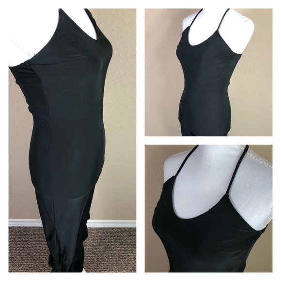 nwot Black Strapless Ruffle Leg Cami Halter Jumpsuit - Picture 6 of 8